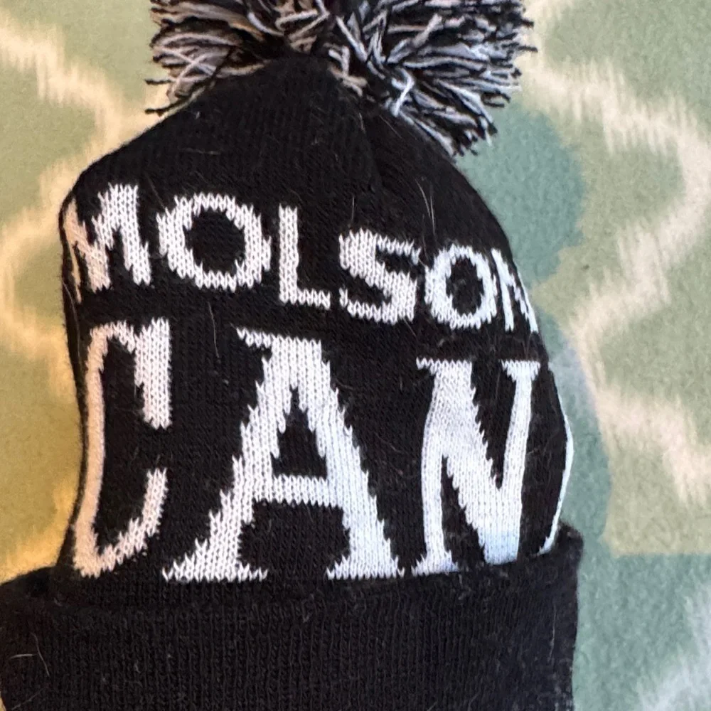 NHL Molson Canadian Black and White knit Pom-Pom Beanie